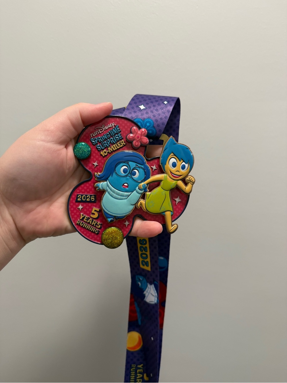Run Disney 2026 Springtime Surprise 10 mile Inside Out Race Medal